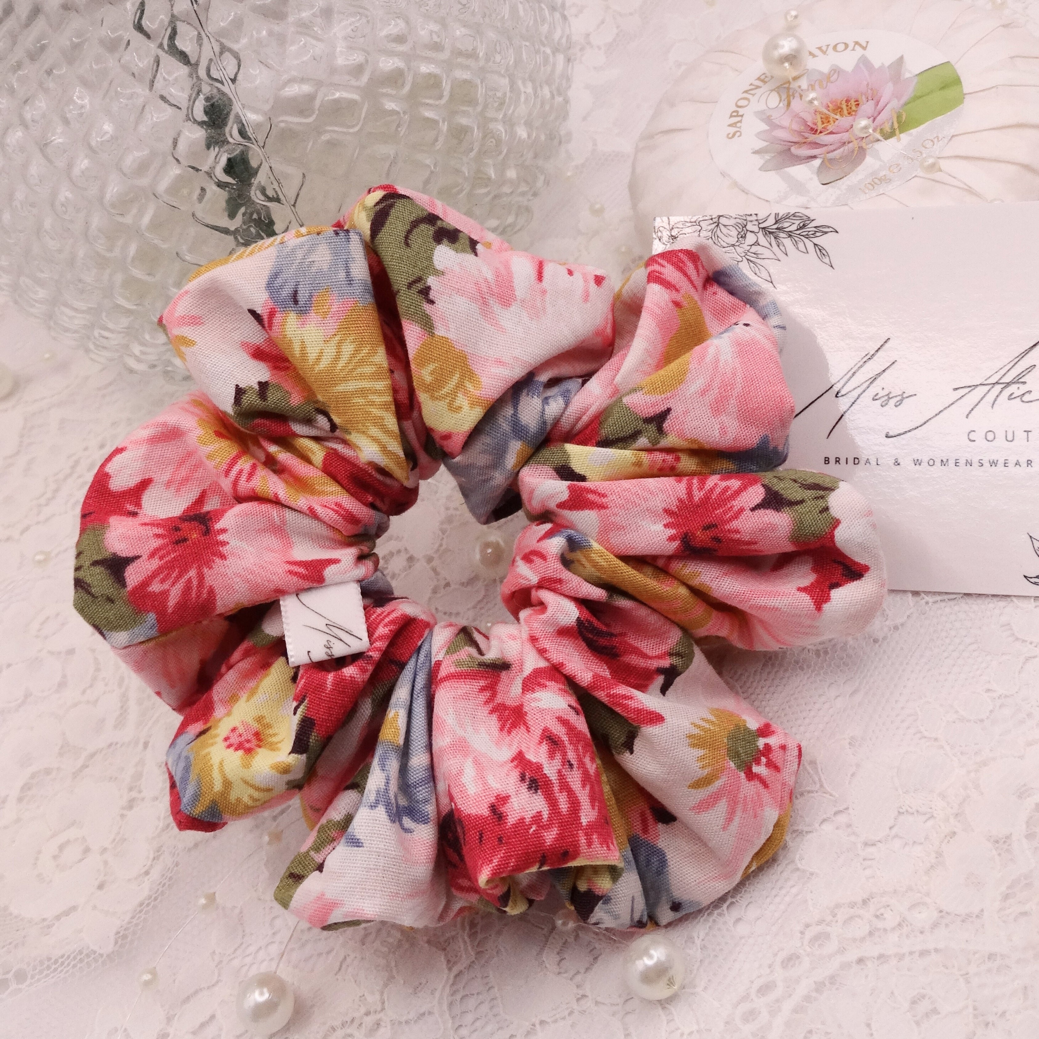 Mae Mini Scrunchie | Soft Floral Cotton | Hair Accessory