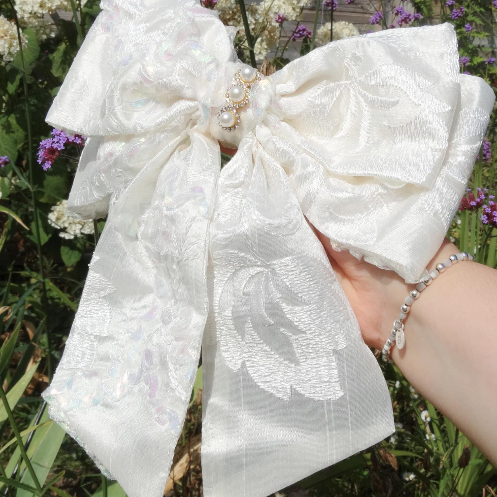 Aurora Cream Hair Bow | Pearl & Sequin Bow with Diamanté