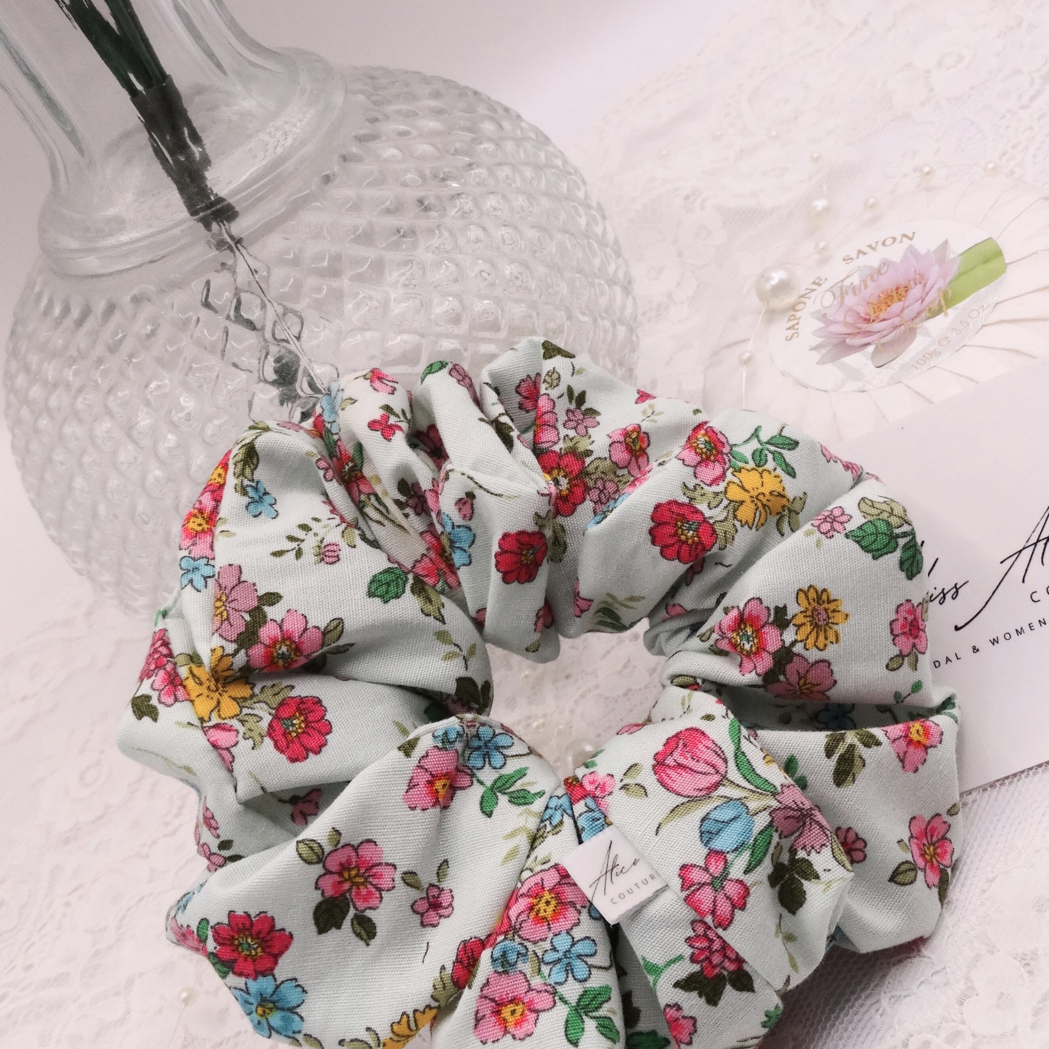 Gigi Mini Scrunchie | Soft Floral Cotton | Hair Accessory