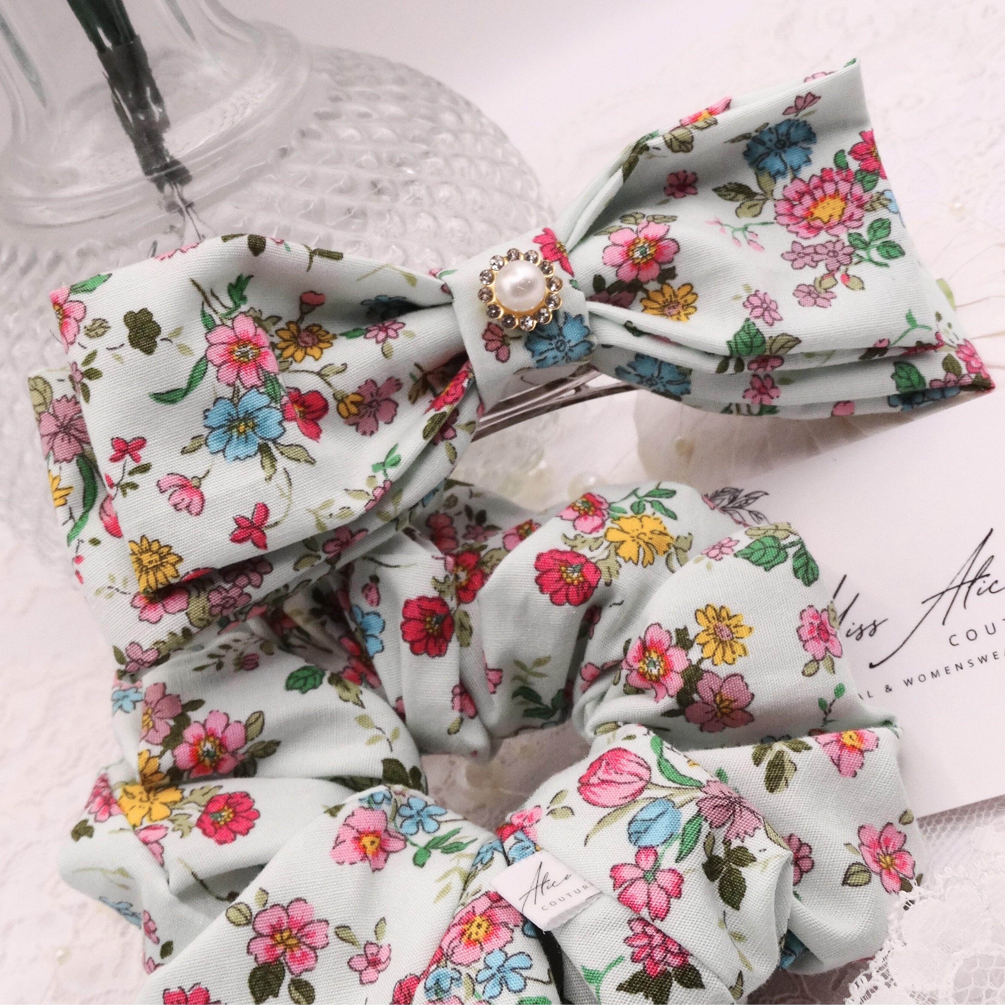 Gigi Mini Bow | Soft Floral Cotton | Hair Clip Accessory
