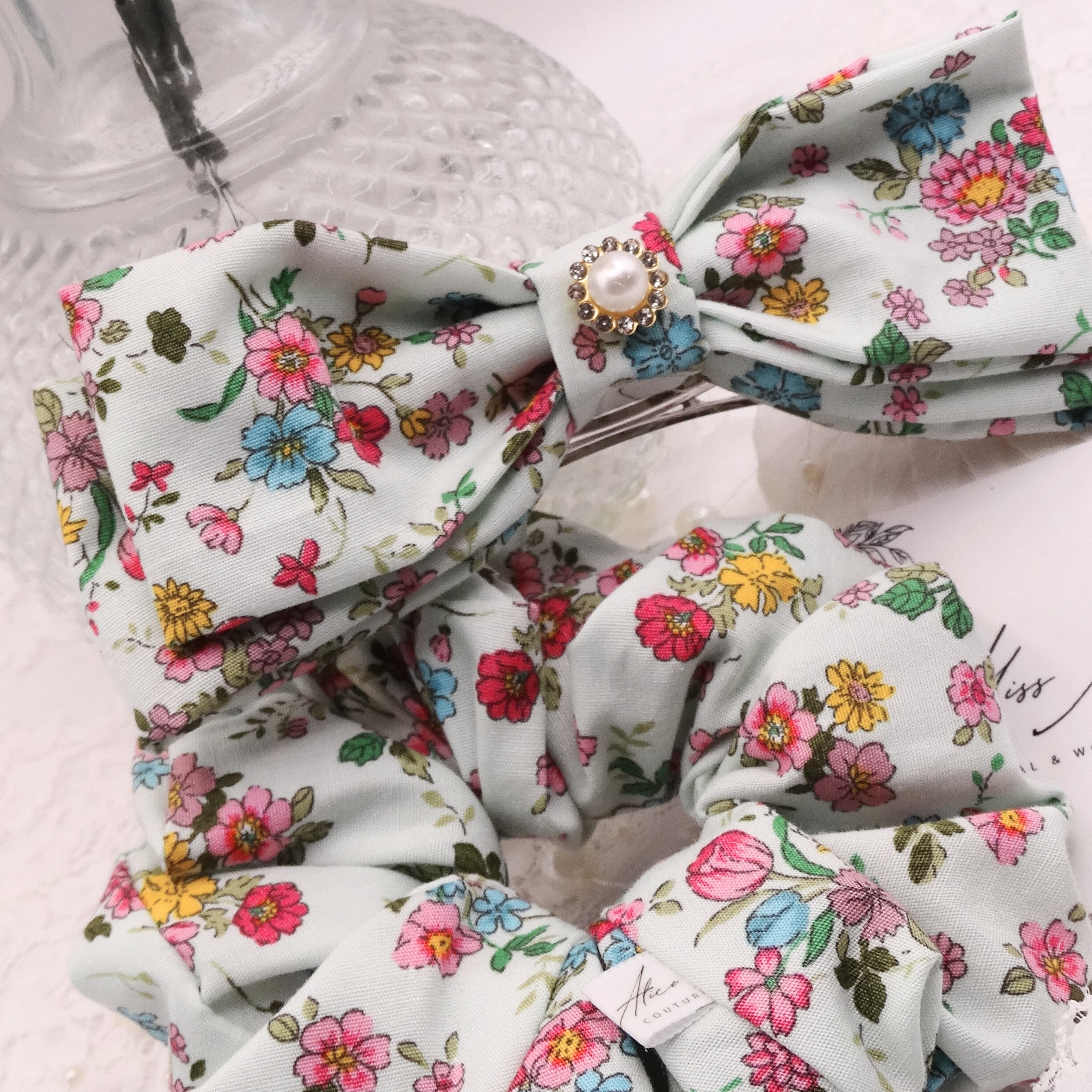 Gigi Mini Bow | Soft Floral Cotton | Hair Clip Accessory