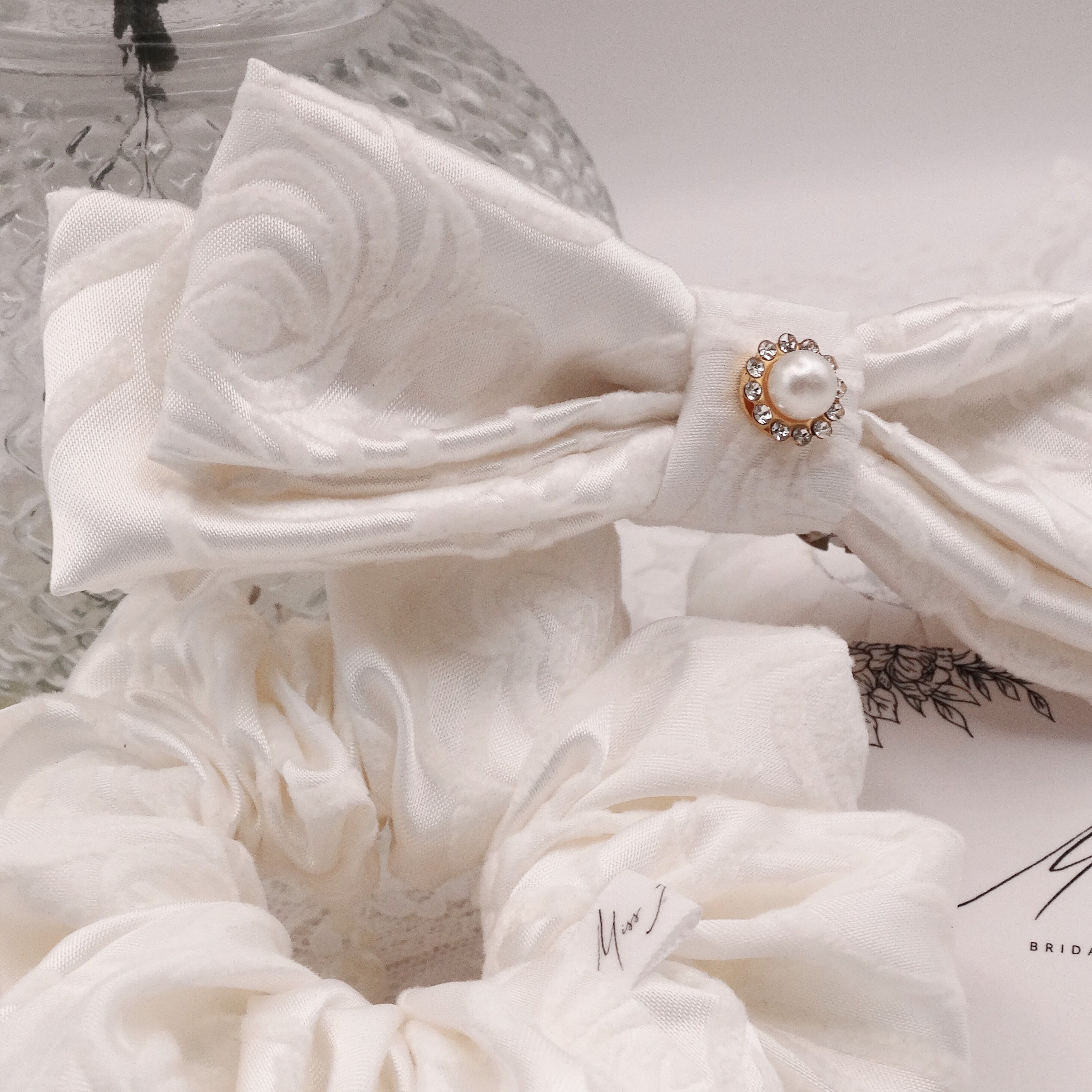 Dahlia Mini Scrunchie | Soft White Ivory | Hair Accessory
