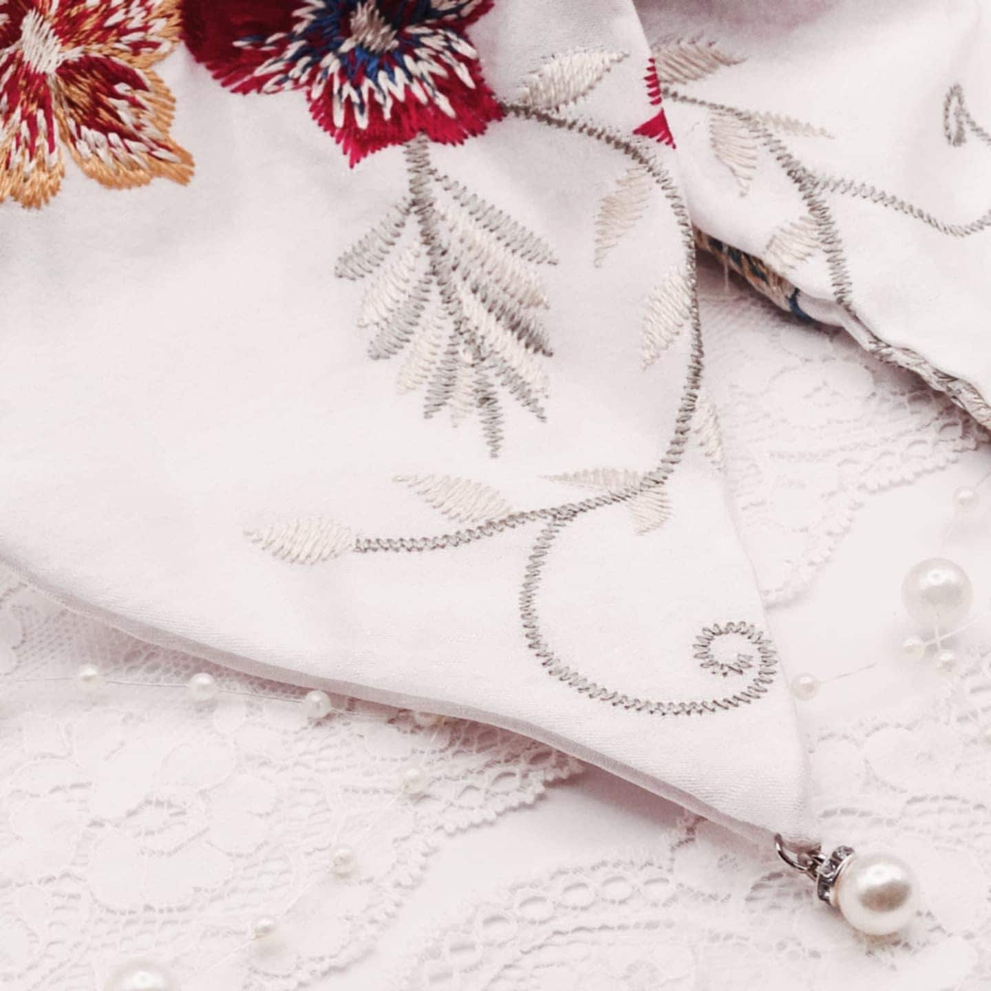 Athena Hair Bow | White & Blush Beaded Bow