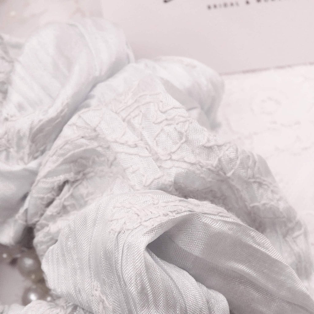Lily Soft Light Blue Scrunchie | Detailed Fabric