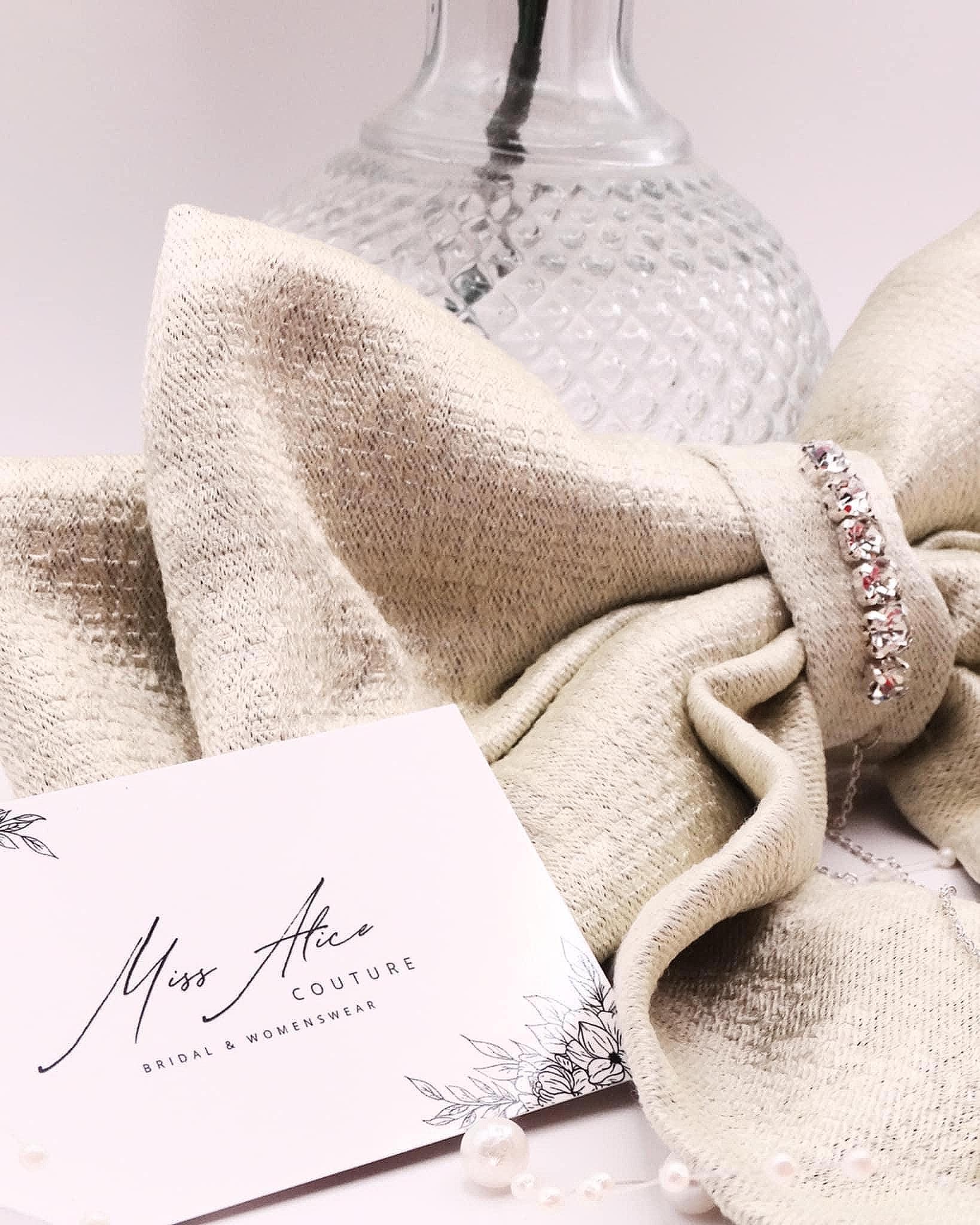 Faye Sage Green Hair Bow | Beaded Bow with Pearls & Diamanté