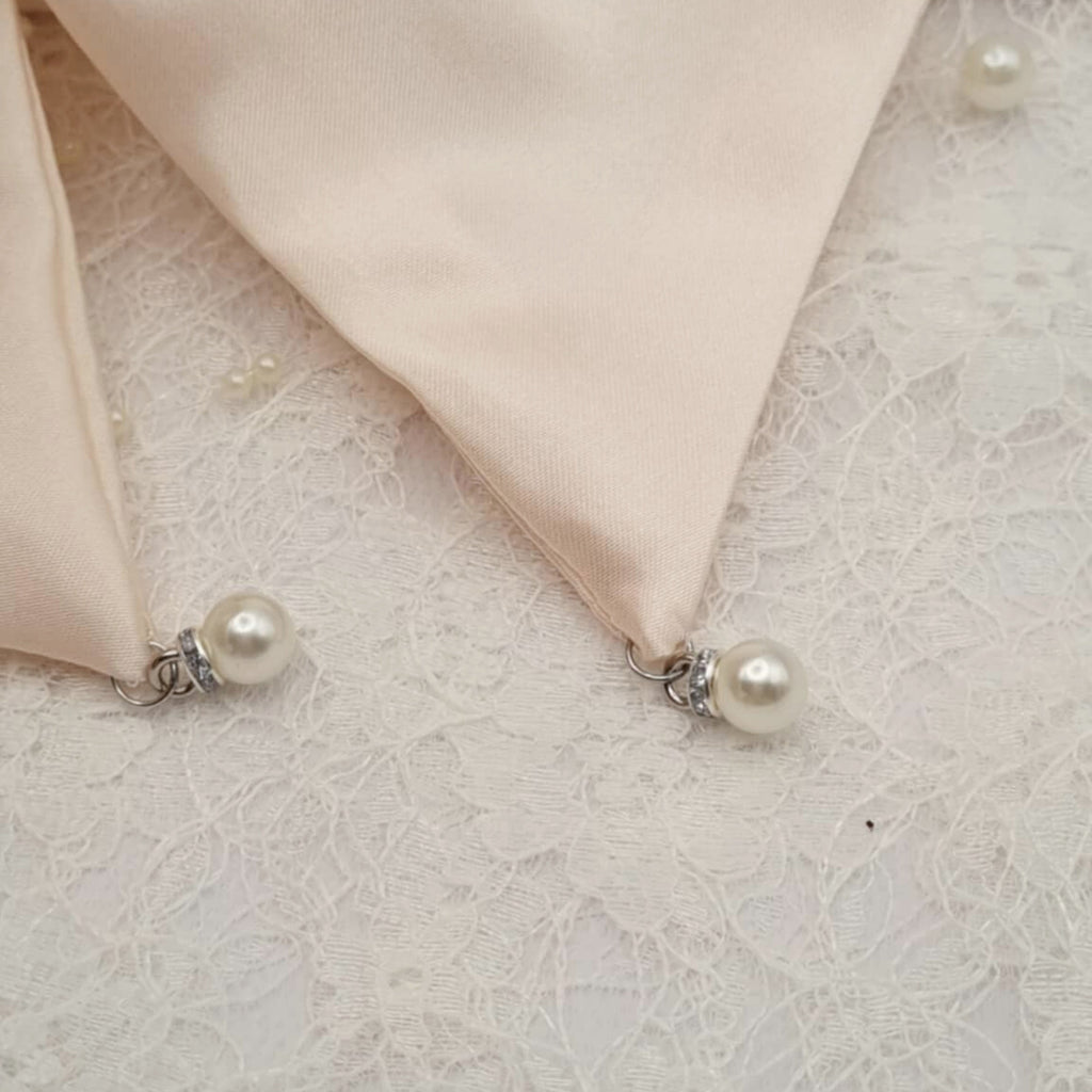 Angel Satin Bow | Silky Satin Bow with Pearls & Diamanté