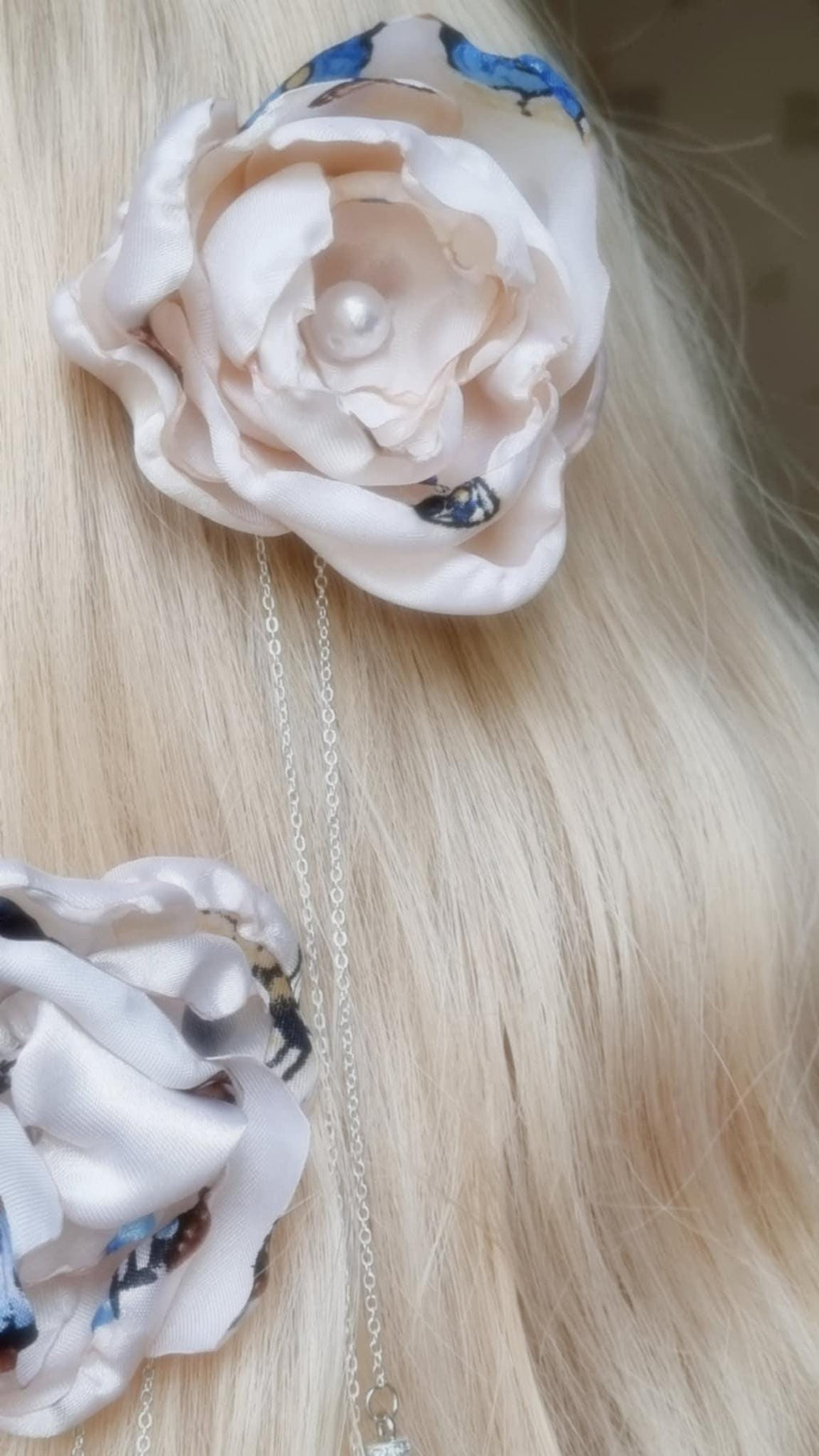Rosaline Satin Butterfly Flower Clip | Pink Hair Accessory