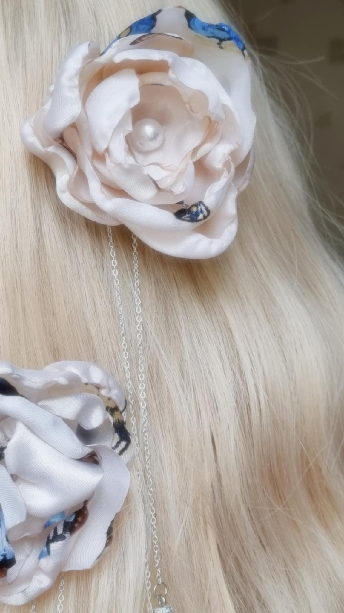 Rosaline Satin Butterfly Flower Clip | Pink Hair Accessory