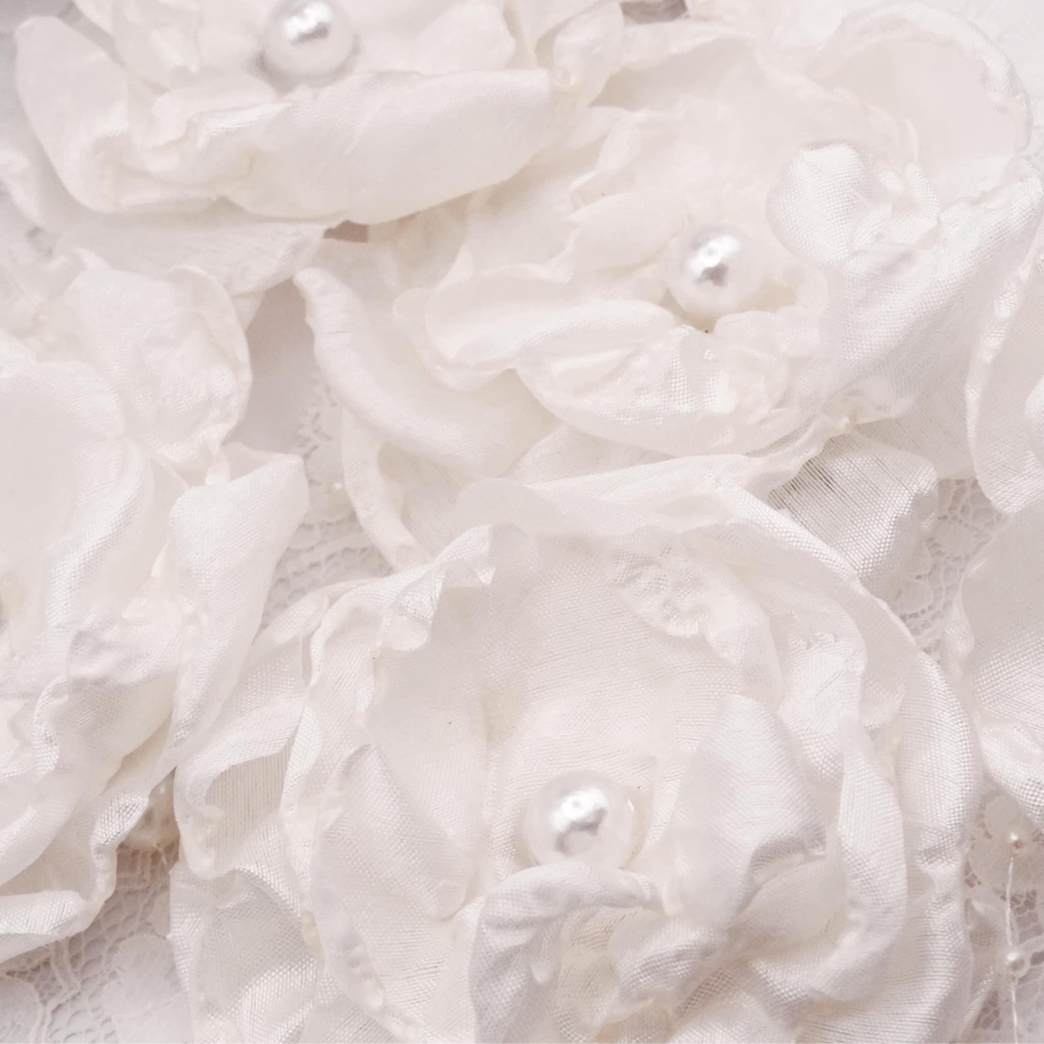 Primrose Silk Flower Hair Clip with Hanging Pearl Chain | Ivory Hair Accessory