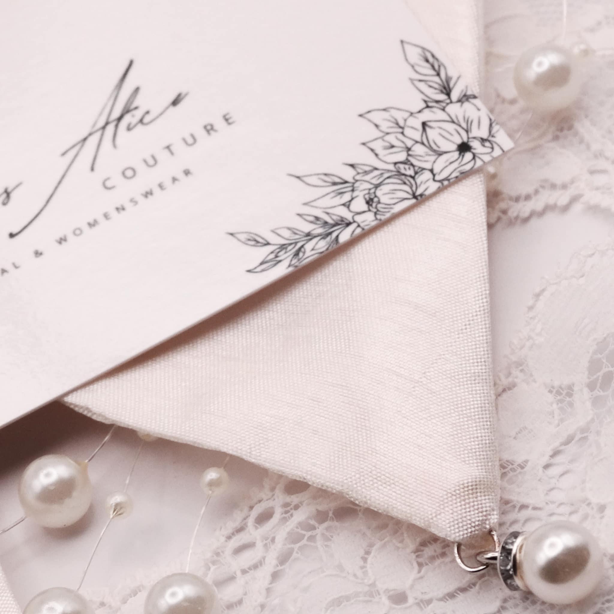 Isabelle Soft Cream Bow | Lace Appliqué & Pearl Bead Diamond Detail